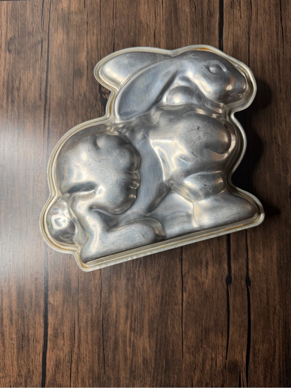 Vintage 3D Bunny Rabbit Cake Pan Set - Two-Piece Aluminum Stand-Up Easter Mold